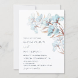 Convites Turquoise Rose Gold Artistic Flowers  Invitation