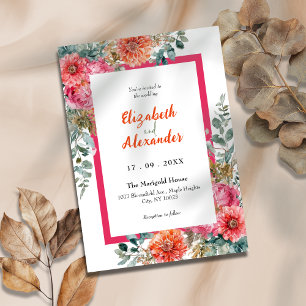 Convites Tuscan Sunset Pink e Orange Floral Weding