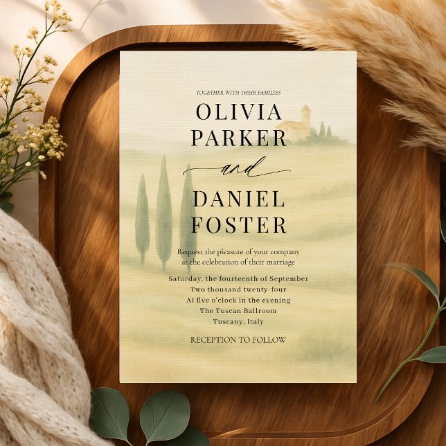 Convites Tuscany Italy Watercolor Destination Wedding  (Criador carregado)