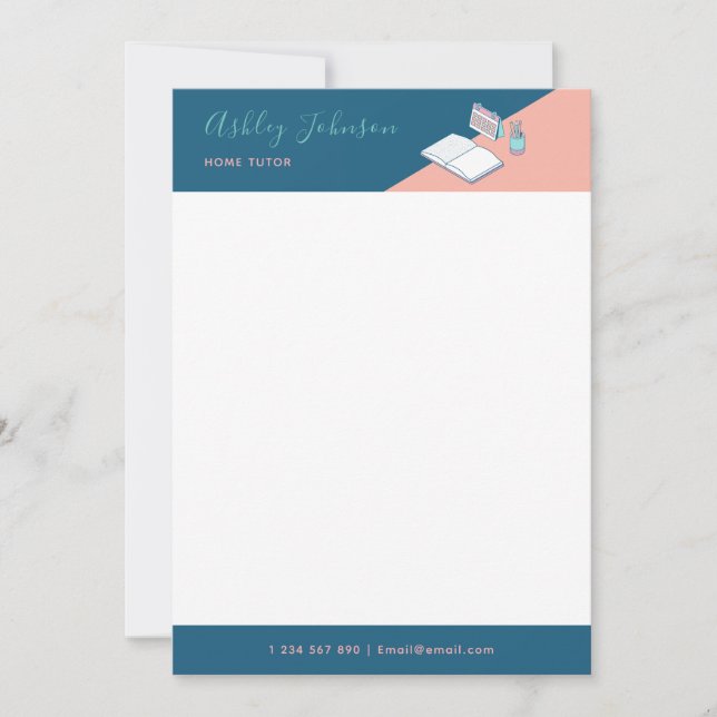 Convites Tutor Letterhead de Professores Personalizado Mode (Frente)