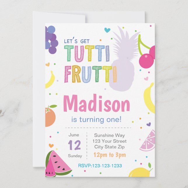Convites Tutti Frutii Birthday Invite (Frente)