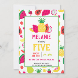 Convites Tutti Frutti Frutas Tropicais Raparigas Aniversári
