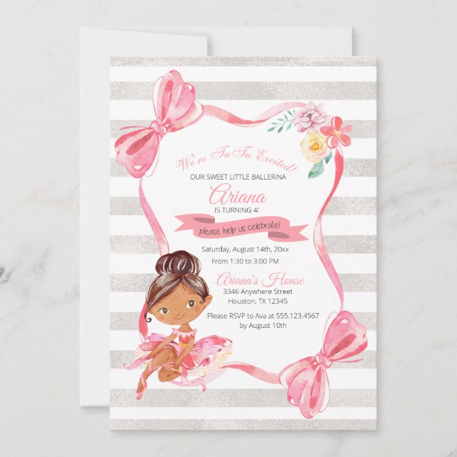 Convites Tutu Animou Ballerina Aniversário (Frente)