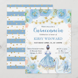 Convites Tutu Azul Morena Cabelo Bailarina Quinceanera
