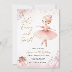 Convites Tutu Bailarina Rosa Floral Ballet Menina Aniversár
