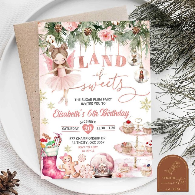 Convites Tutu Ballerina Birthday Girl (Criador carregado)