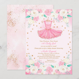 Convites Tutu Ballerina - Chá de fraldas de Glitter
