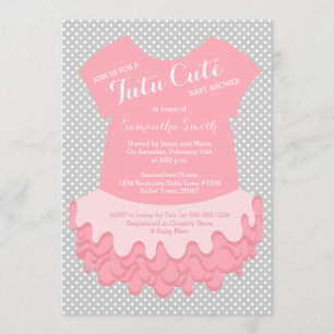 Convites Tutu - Chá de fraldas Cute Invitation Pink and Cin