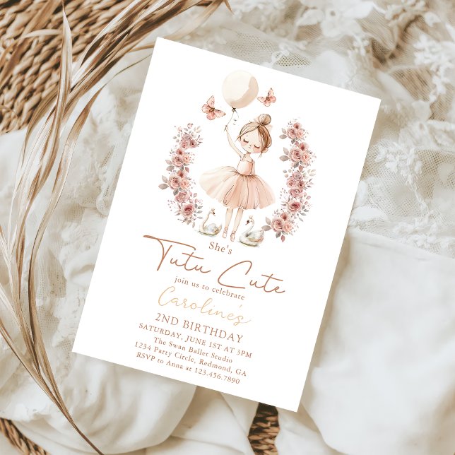 Convites Tutu Cute Balé Ballerina Birthday (Criador carregado)