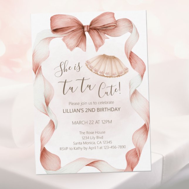 Convites Tutu Cute Ballet Second Birthday Invitation (Criador carregado)