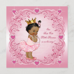 Convites Tutu Cute Ethnic Princess Love Heart Chá de fralda