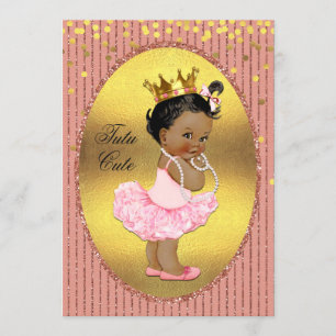 Convites Tutu Cute Faux Gold Foil Glitter Confetti