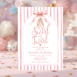 Convites Tutu de Bailarina com Laço Rosa Aniversário Rodopi