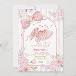 Convites Tutu de Bailarina Rosa Bege Coquette Floral Aniver