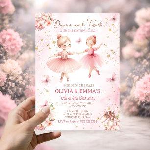 Convites Tutu de Bailarina Rosa para Irmãs Festa
