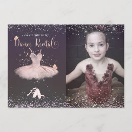 Convites Tutu de Blush em Aquarela e Borboletas Recital de 