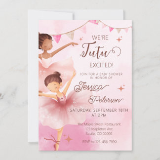 Convites Tutu excited Pink Ballerina Ballet Baby Shower 