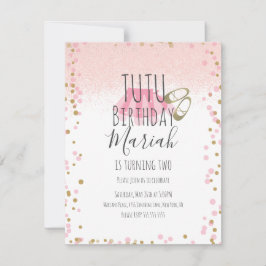 Convites Tutu Garota Festa de aniversário rosa, brilha