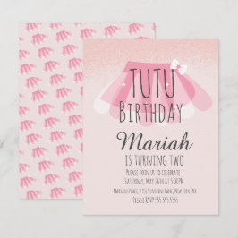 Convites Tutu Girl's Birthday Pink Faux Glitter