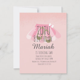 Convites Tutu Girl's Birthday Pink Faux Glitter Ballerina