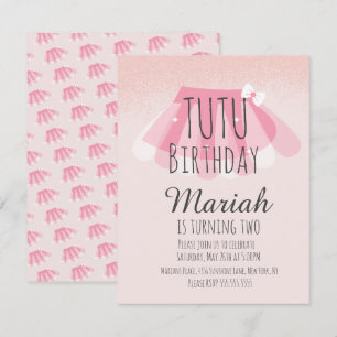 Convites Tutu Menina Aniversário Rosa Brilho Falso 