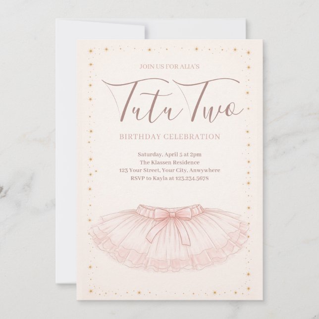Convites Tutu Two Birthday Invitation (Frente)