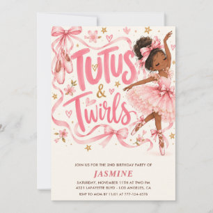 Convites Tutus e Roda-giros de aniversário de 2 anos Afro-A