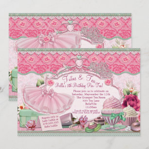 Convites Tutus e Tea Party Garotas se vestem