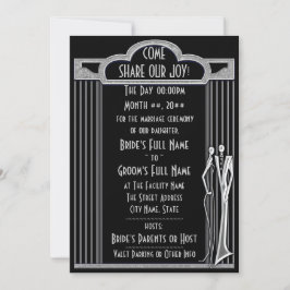 Convites Tuxedo - Art Deco - Black and Silver - Casamento
