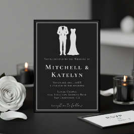 Convites Tuxedo & Dress Minimal Border Black Wedding