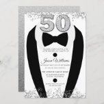 Convites Tuxedo Suit Silver Mens 50th Festa de aniversário<br><div class="desc">Tuxedo Suit Silver Mens 50ª Variações do Convite de aniversário para o convite e itens correspondentes em nossa loja</div>