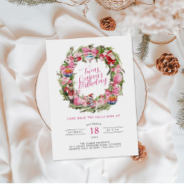 Convites ’Twas um Aniversário de Natal | Coroa de Natal