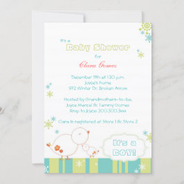 Convites Tweet Tweet Winter Birds Baby Boy Chá