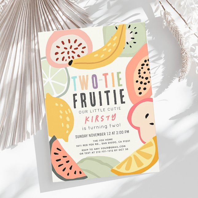 Convites Twi-tie Fruitie Colorful Fruit 2nd Birthday (Criador carregado)