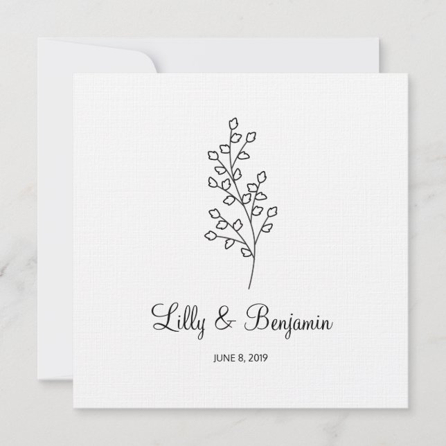Convites Twigs Wedding Monogram Invitation Design (Frente)