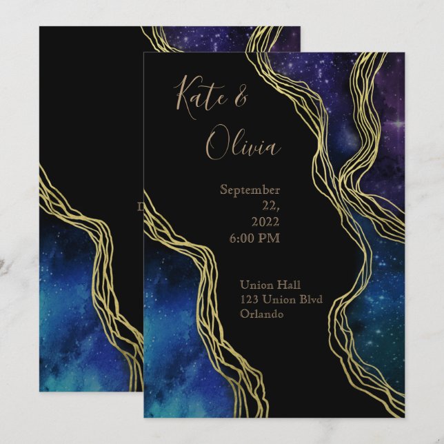 Convites Twilight Moon Phases Dark e Moody Wedding Invita (Frente/Verso)