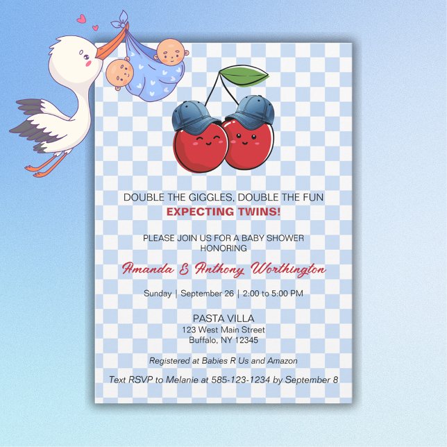 Convites Twin Baby Boys Baby Shower Flat Card (Criador carregado)