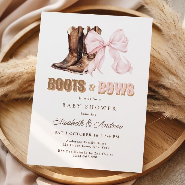 Convites TWIN Boots & Bows Baby Shower Invitation (Criador carregado)