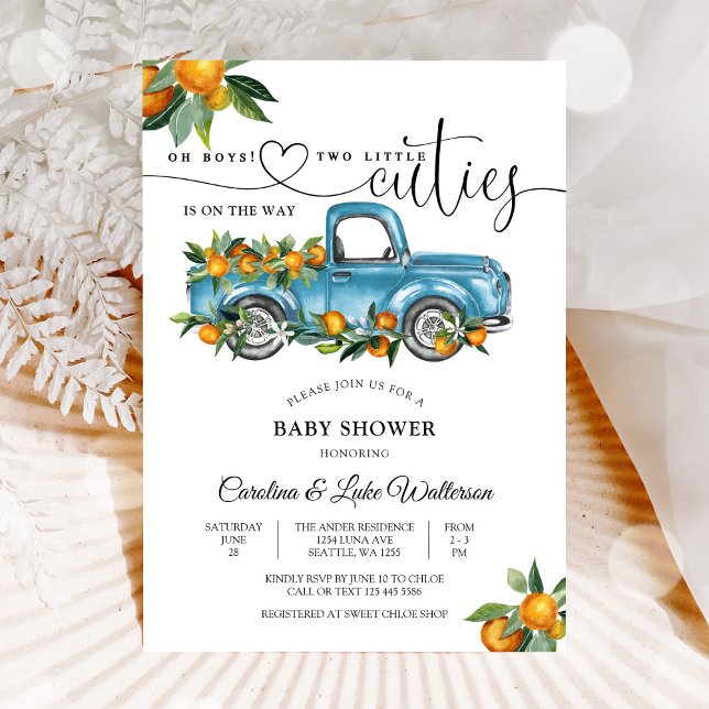 Convites Twin Boys Cuties Baby Shower Invitation (Criador carregado)