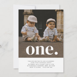 Convites Twin Boys - One - Photo primeiro aniversario Invit