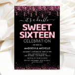 Convites Twin Conjunto Doce Dezesseis 16ª Festa de aniversá<br><div class="desc">Moderna junta 16º convite de aniversário com um fundo preto na moda,  brilho rosa e confete,  doces dezesseis balões de hellio rosa,  e um modelo de celebração dupla que é fácil de personalizar.</div>