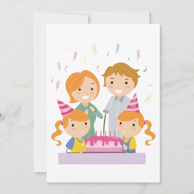 Convites Twin Girls Aniversário (Frente)