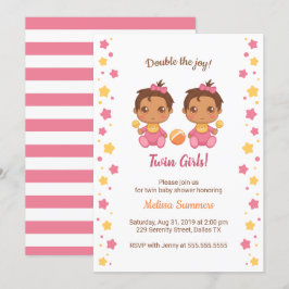 Convites Twin Girls Chá de fraldas 2