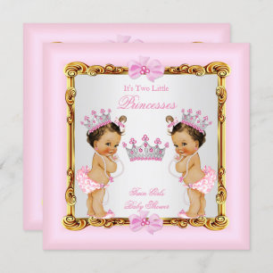 Convites Twin Girls Princesa Chá de fraldas Rosa Dourado Br