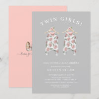 Twin Girls Rosas Romper Chá de fraldas