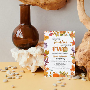 Convites Twin Little Pumpkin está virando dois segundos ani