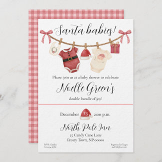 Convites Twin Santa Babies Baby Shower