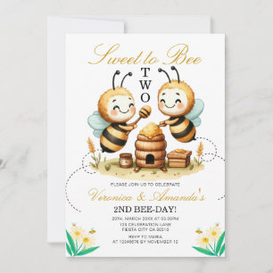 Convites Twin Sweet to Bee 2 Partido Daisy