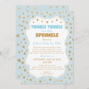 Convites Twinkle Baby Sprinkle - estrelas douradas