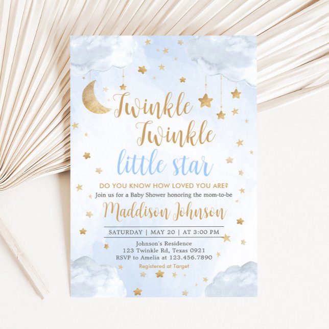 Convites Twinkle Little Star Baby Shower (Little Star Baby Shower Invitation)